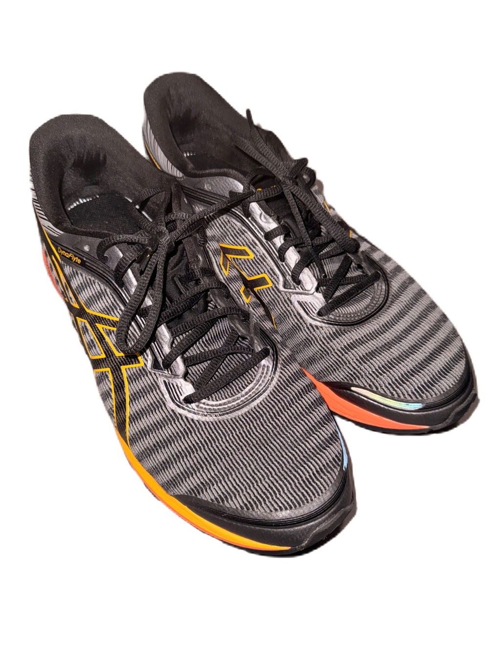 Asics DynaFlyte Running Shoes Men 12 DynaFoam Black Orange Accents EUC - Picture 2 of 7